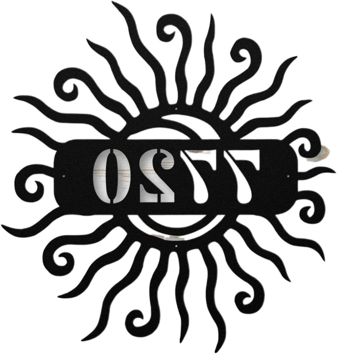 Metalen Zon Adres Teken - Huisnummer Kunst - Buiten Decoratie - Uniek Nummer Ontwerp - Tot 40 cm - Zwart