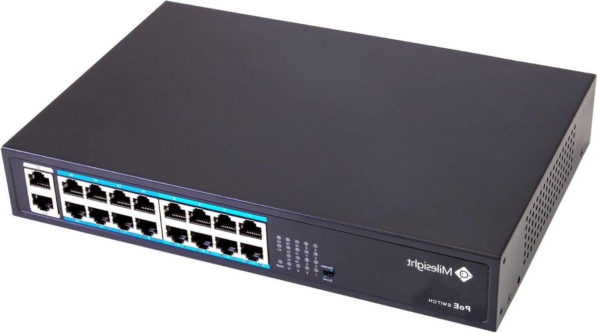Industriële PoE Switch - Netwerk Switch - Netwerk Uitbreiding - 200W Vermogen - 16 Poorten - Zwart