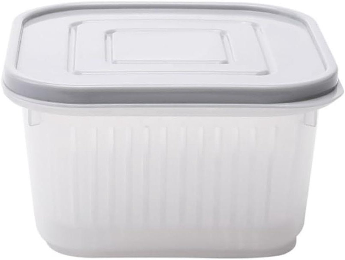 Voedselcontainer - Vershouddoos - Keuken Opbergen - Met Afvoerlaag - 13.5x13.5x7.5cm - Grijs