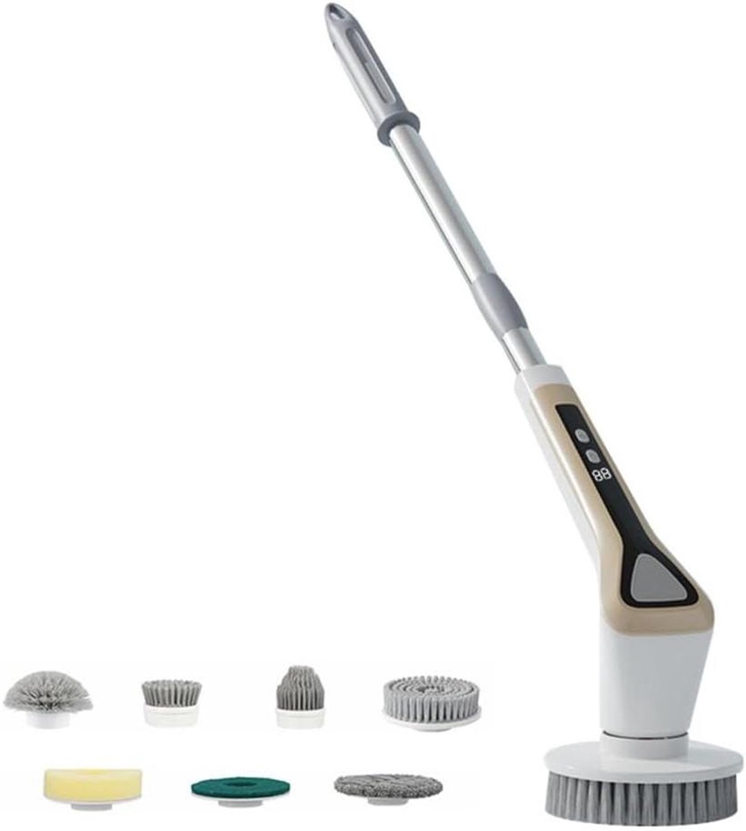 Elektrische Scrubber - Schoonmaakborstel - Douche Reinigen - Verstelbare steel - 7 koppen - Wit
