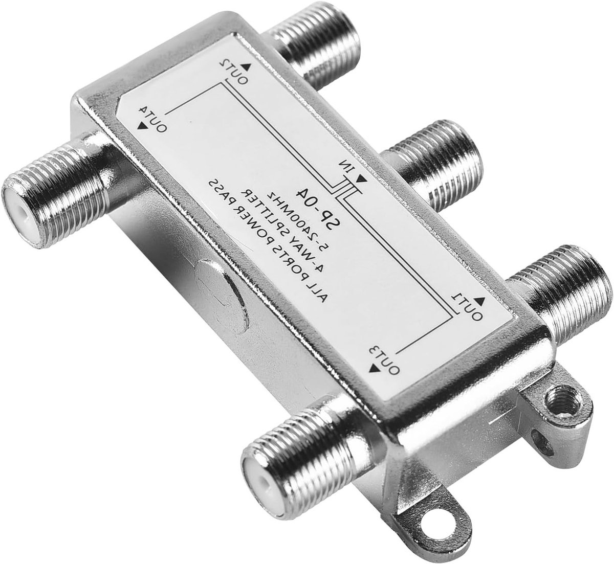 4-Weg SAT Splitter 5-2400MHz voor TV en Radio, HDTV/UHD 4K, DVB-S/S2, DVB-T/T2, DVB-C/C2, 4 Uitgangen