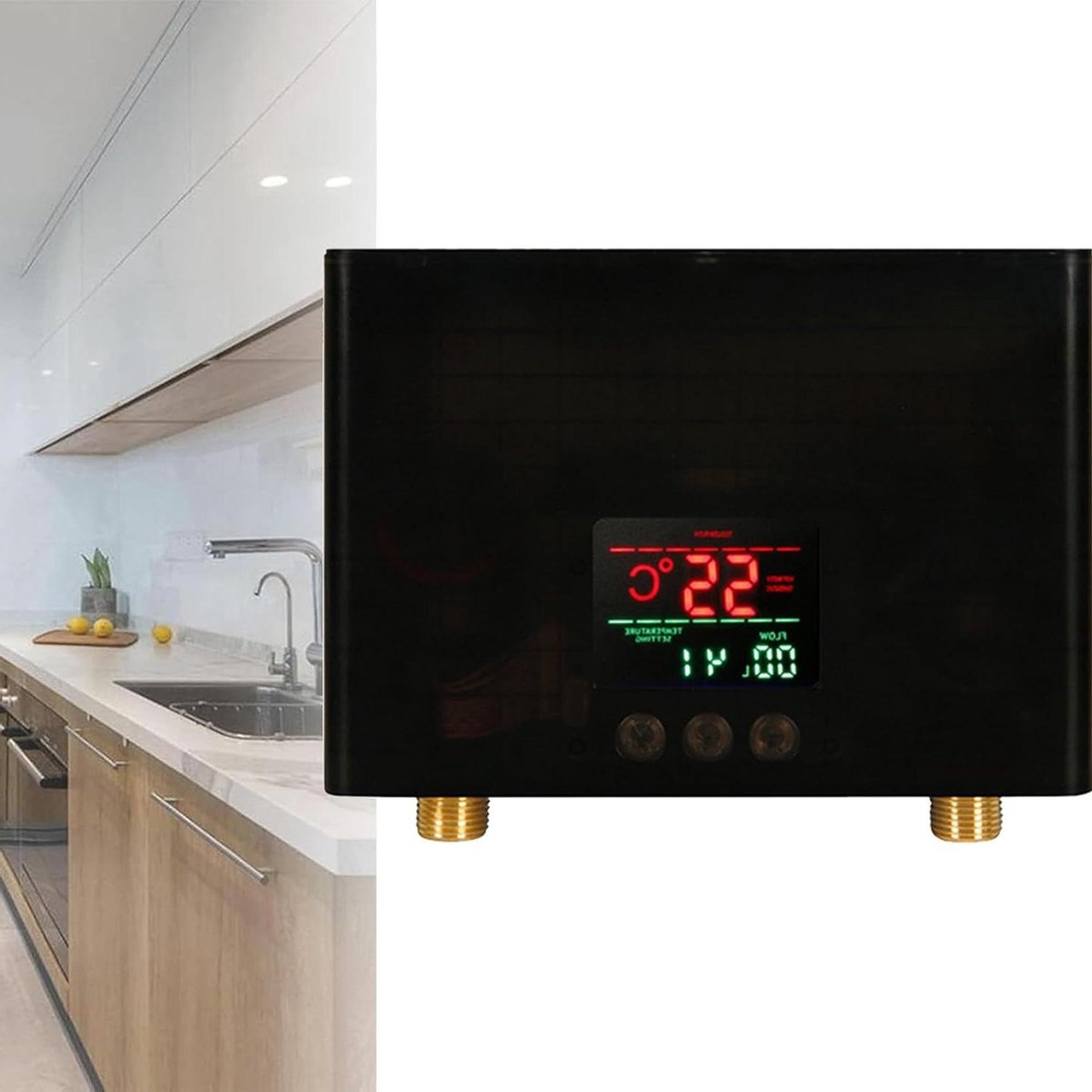 Doorstroomverwarmer - Tankloos warm water - Direct warm water - Intelligente temperatuurregeling - 5500 Watt - Zwart
