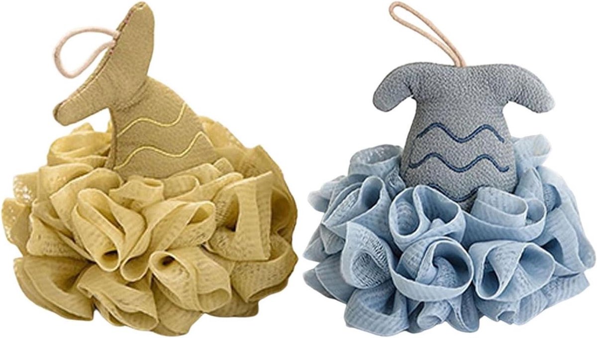 Badspons Zeedieren - Douche Spons - Wassen en Schoonmaken - Fijn PE-meshontwerp - 2 stuks - Meerdere kleuren