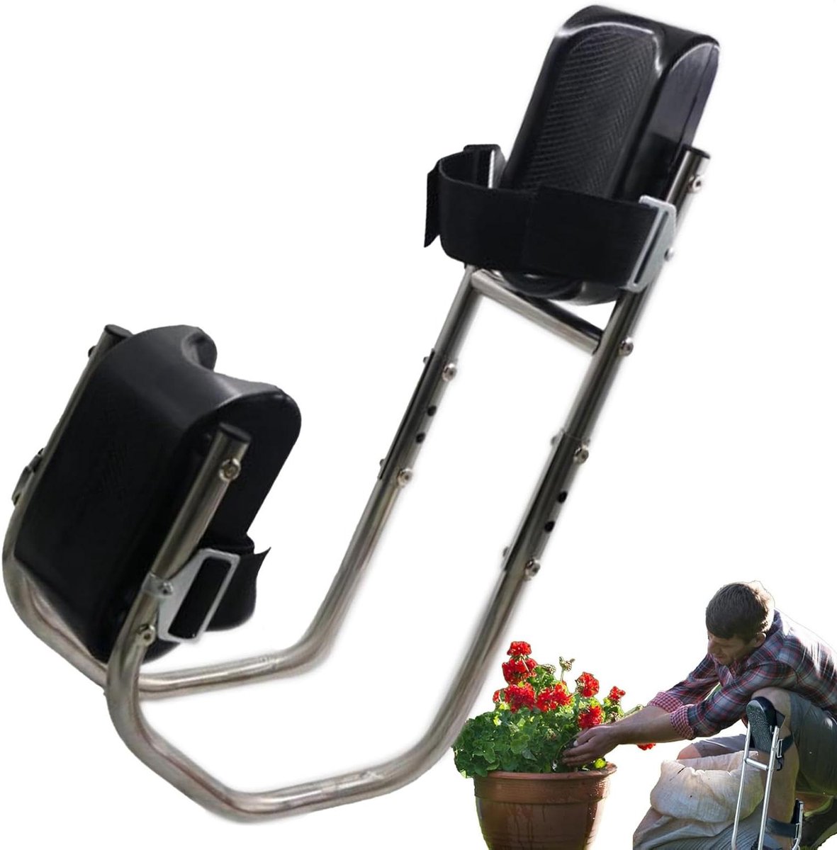Kniestoel Tuinieren - Kniekruk Werkkruk - Comfortabel Werken - Afneembaar Kniekussen - 31 x 10 x 28 cm - Zwart