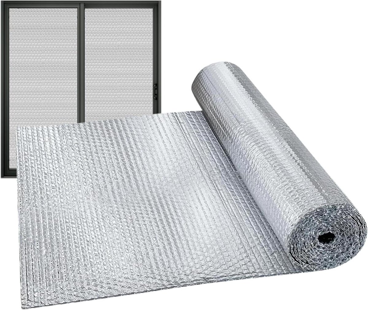 Reflecterende Isolatie Folie - Warmtefolie Isolatiemateriaal - Energie Besparen - Dubbele Reflecterende Barrière - 32.8 x 31.5 cm - Zilver