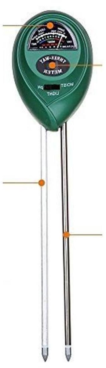 Bodem PH Meter - PH Tester Tuin - Planten Verzorgen - 3 in 1 Functie - 180mm Sonde - Zwart