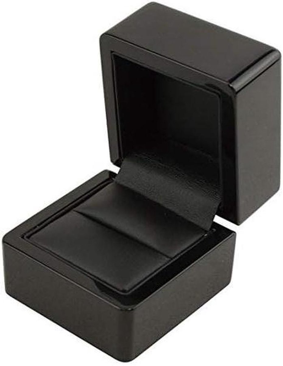 Ring Doosje - Juwelendoosje Cadeau - Speciale Presentatie - Hoogglans Afwerking - 5.7 x 5.7 x 4.5 cm - Zwart