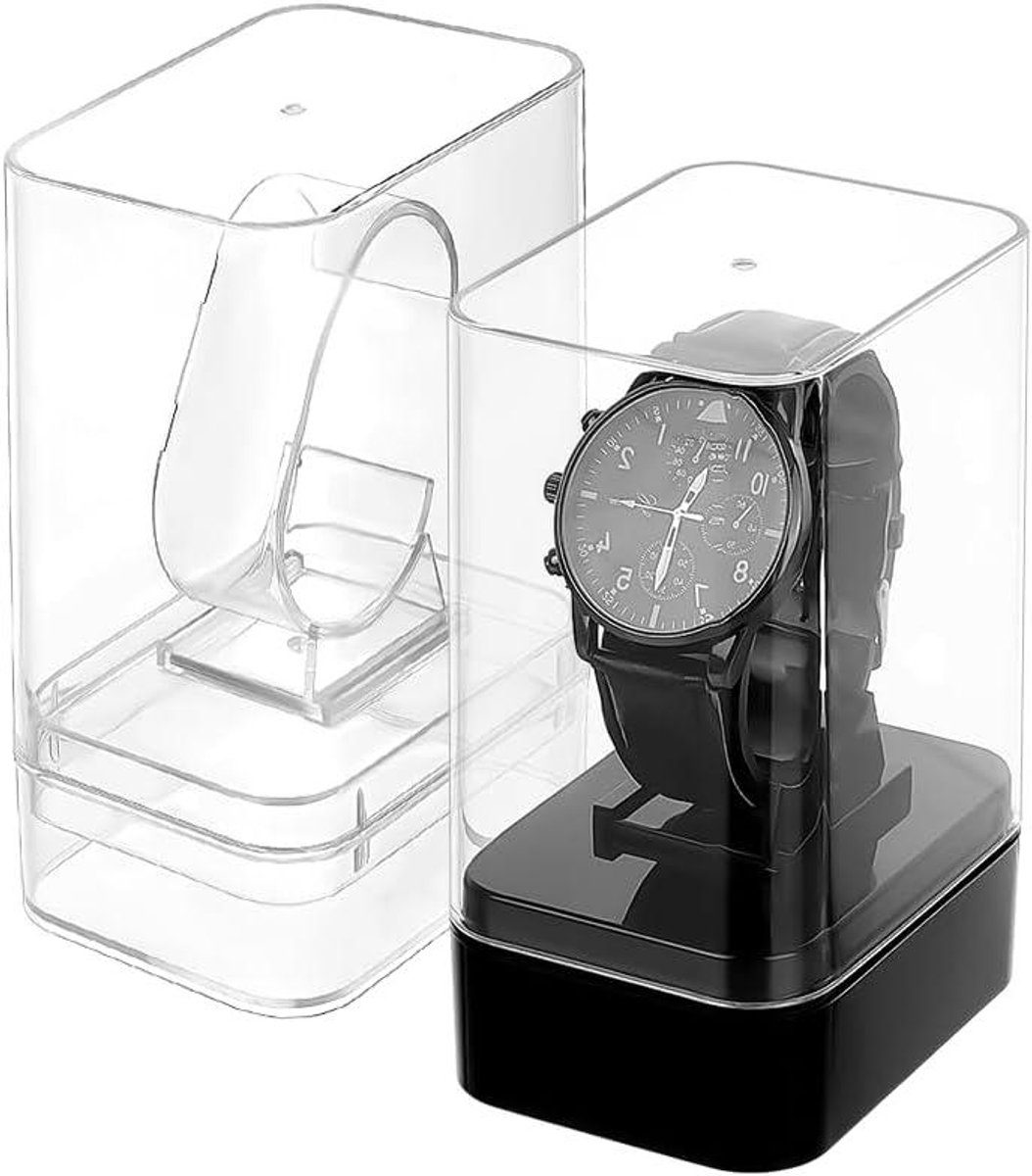 Horloge Display Stand - Horloge Houder - Horloge Presentatie - Stabiel Acryl Ontwerp - 2 Stuks - Zwart en Transparant