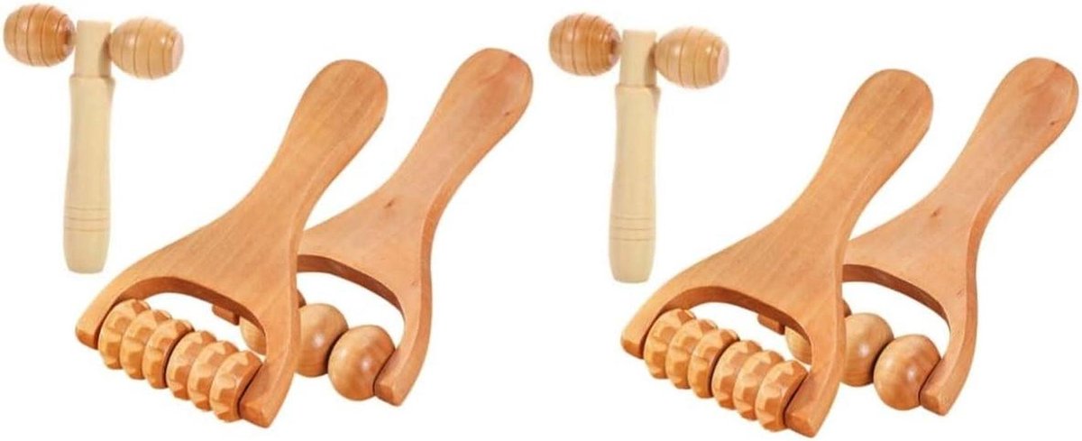 Voetrollers Massagerollers - Houten Massagers - Diepe Weefselmassage - Ergonomisch Ontwerp - Set van 2 - Natuurlijk Hout