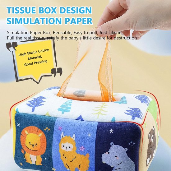Babys Tissue Box - Leerspeelgoed Doos - Ontwikkeling Stimuleren - Verbeterde Perceptie - 24 x 18 x 12 cm - Meerkleurig — afbeelding 4