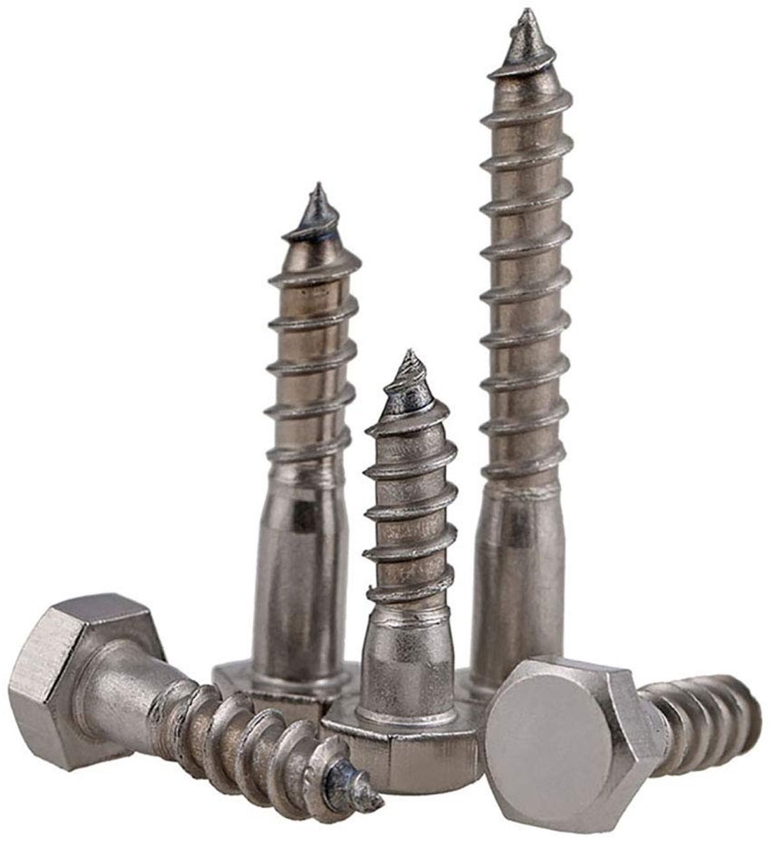 Dailygoody - Zeshoek externe hoofd coach schroef - Roestvrij staal - Corrosiebestendig - M6/M8/M10/M12 - Zelftappende schroeven - Geschikt voor hout -...