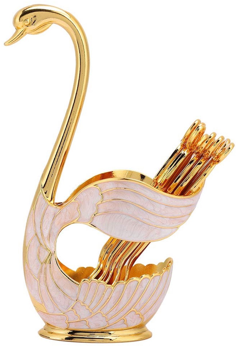 Dailygoody - Theezakjeshouder - Lepelsteun - Decoratief Servies - Goud Wit - Koffielepel - Roeren van Thee en Koffie - Geschikt voor Dessert