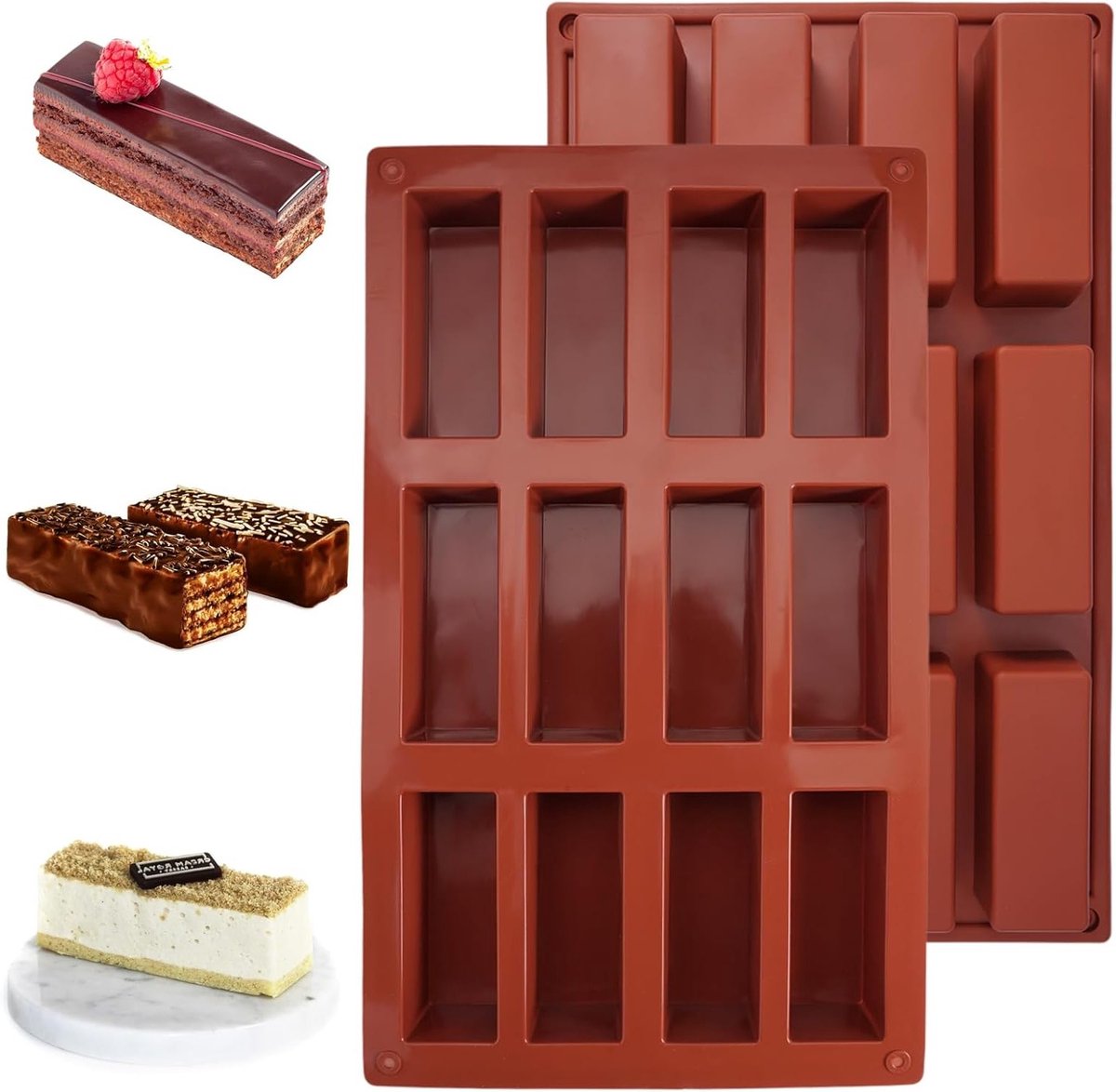 Set van 2 Cereal Bars, 12 x Containers, Antikleef Coating, Rechthoekig voor Brood, Taart, Chocoladerepen, Puddingen en Koekjes (29.5 x 17.3 cm) - Ideaal voor Bakken en Bewaren
