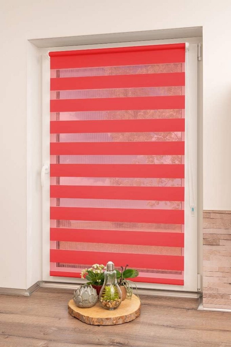 K-Home Klemmfix dubbel rolgordijn Madrid zonder boren rood 50 x 150 cm (B x L)