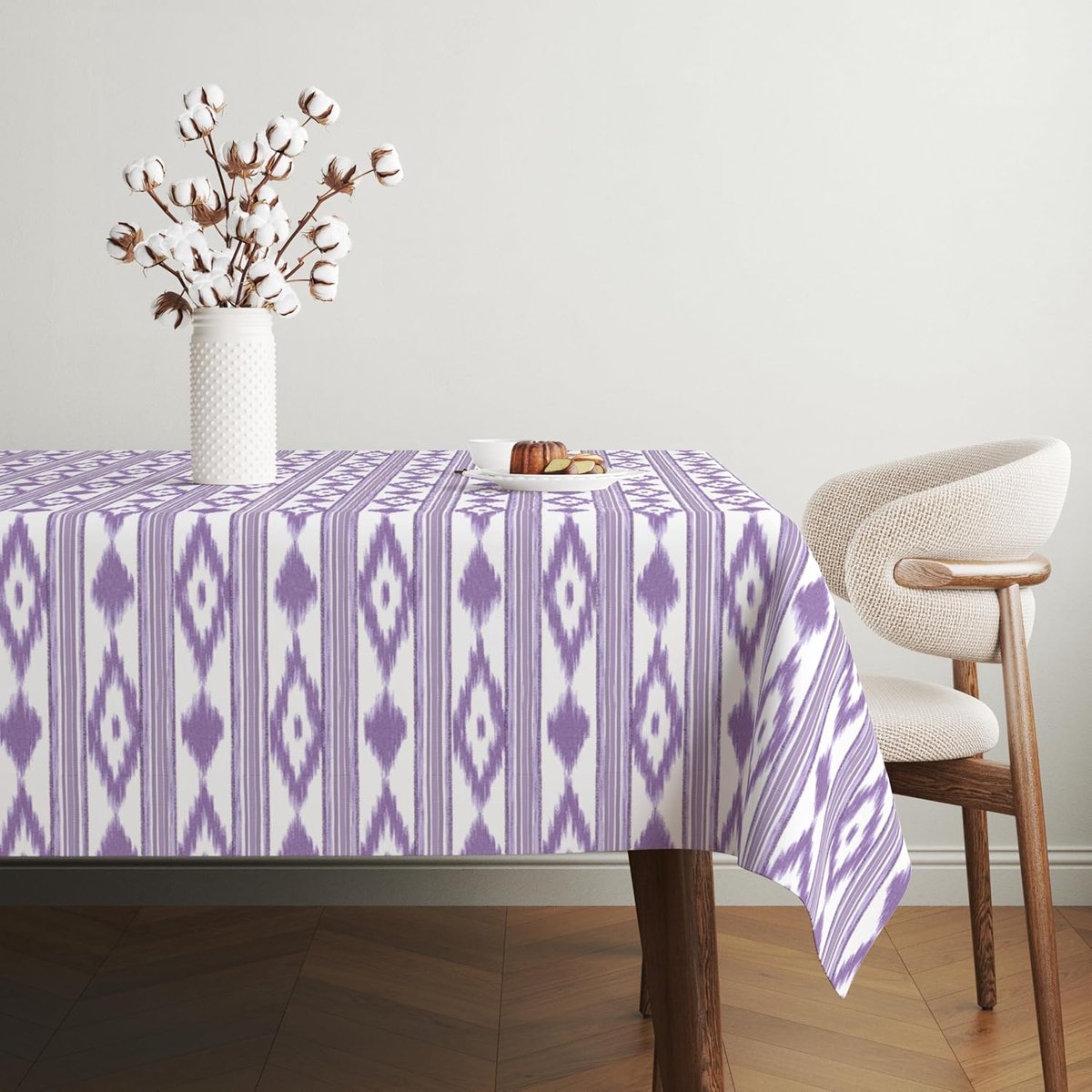 Tafelkleed - Wasdoek - Tafel Beschermen - Ikatpatroon - 240x140 cm - Paars