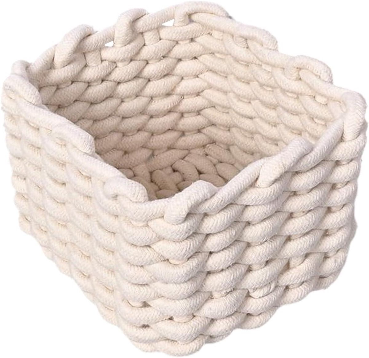 Opbergmand Katoen - Handgeweven mand - Thuis Organiseren - Zachte textuur - 18x14 cm - Beige