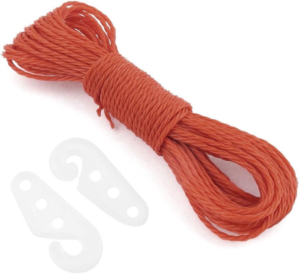 Waslijn - Droogtouw - Kleding Drogen - Met Haken - 10 Meter - Rood