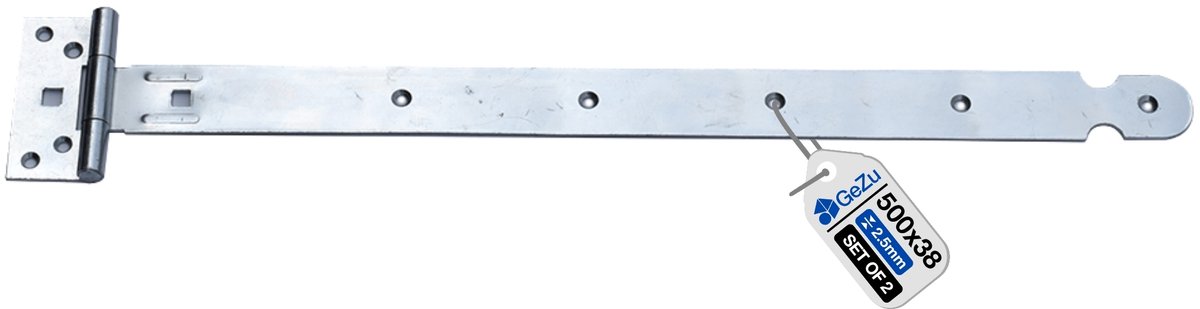 GeZu Impex 2 stuks Kruishengen,T scharnieren, Poortscharnieren, Enkel blad lengte 500mm, Electrolytisch verzinkt staal