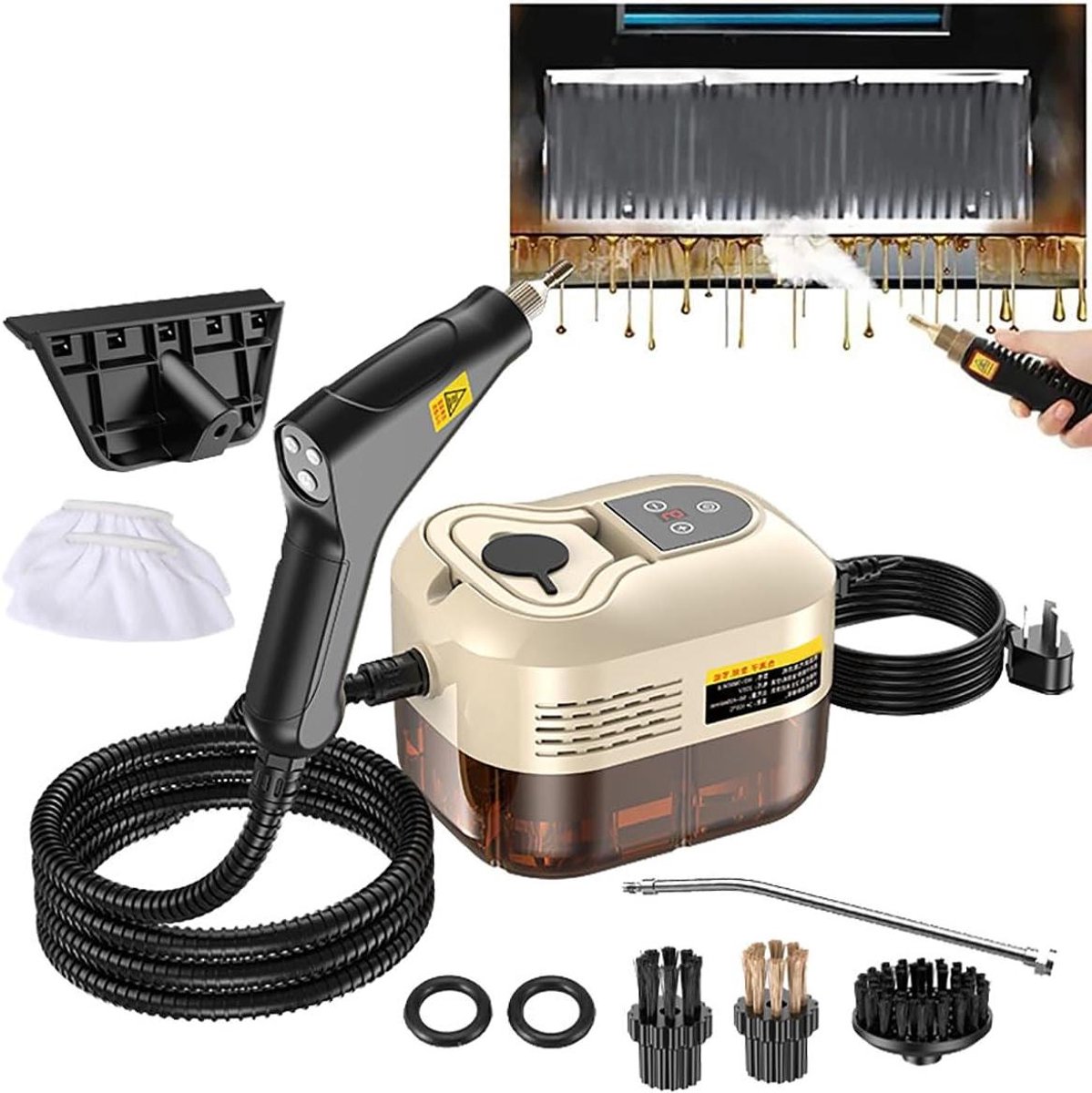 Handstoomreiniger - Hogedruk stomer - Grondig reinigen - Touchscreen bediening - 1200 ml tank - A