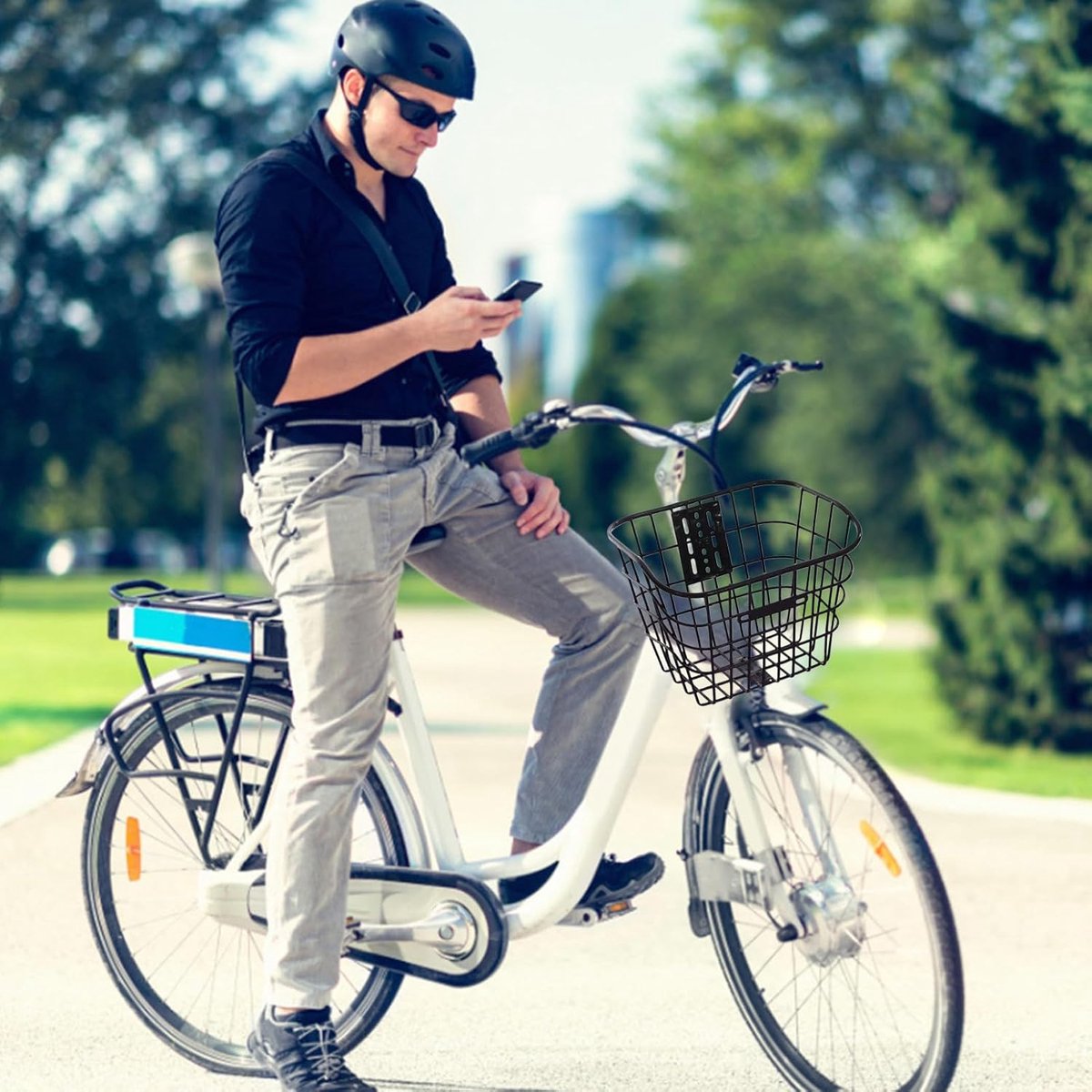 Fietsmand Stuur - Afneembare mand - Boodschappen vervoeren - Versterkte frameconstructie - 34 x 27 x 26 cm - Zwart