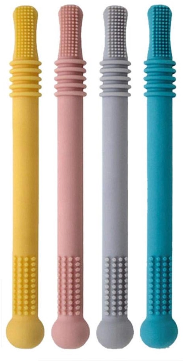 SPHProducts - Holle Bijtringbuizen - Bijtbuisjes - Zachte Texturen - Baby Kauwketting - Tandjes Krijgen - Geschikt voor Zuigelingen en Peuters - 4 Stuks