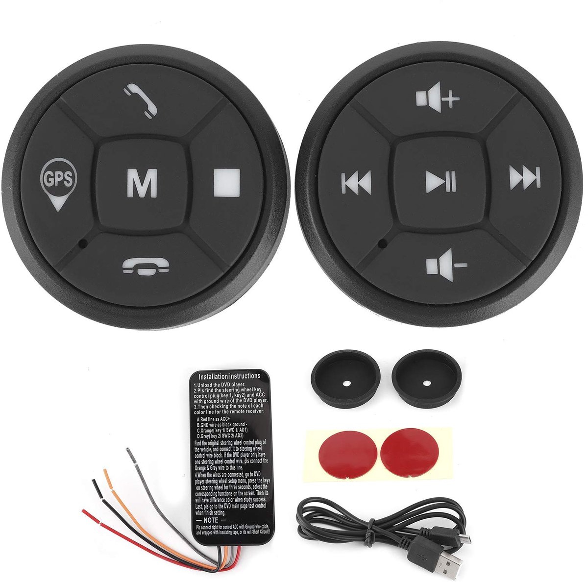 Store_9 - Auto Stuurwiel Afstandsbediening - Draadloze Stuurbediening - Lichtgewicht en Compact - Zwart - Radio Volume en GPS Controller - Geschikt...