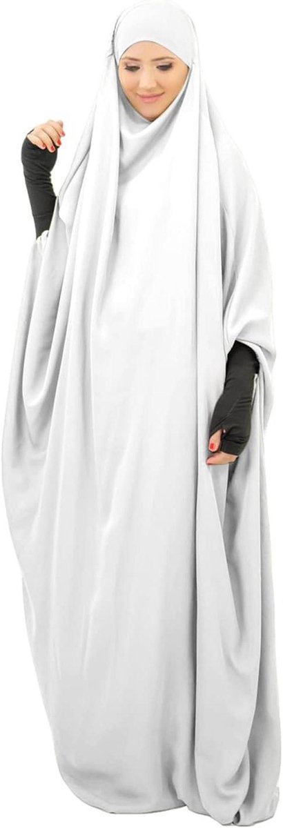 Moslim Dames Jurk - Gebedskleding Khimar - Religieuze Gelegenheden - Ademende Stof - Maat XL - Wit