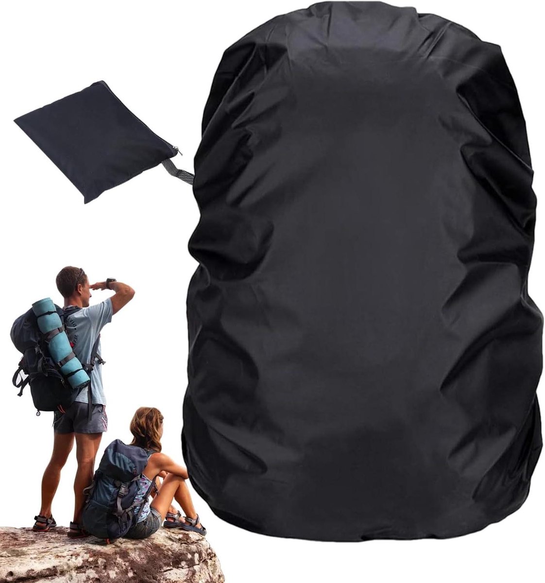 Rugzak Regenhoes - Beschermhoes - Outdoor Activiteiten - Anti-slip band - Tot 45L - Zwart