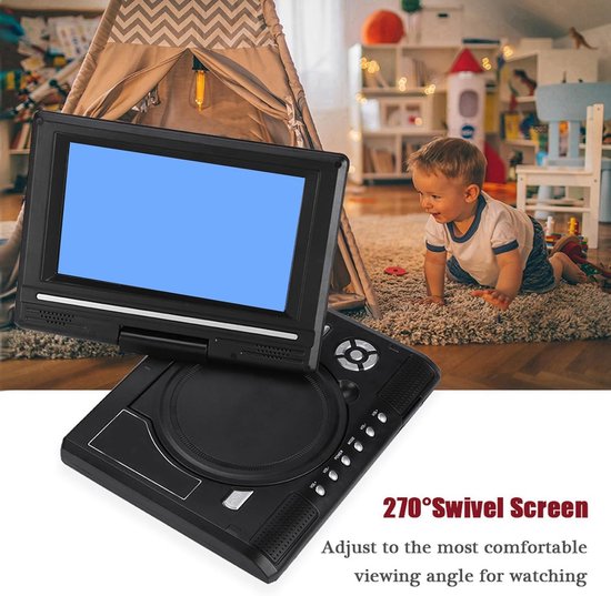 Draagbare DVD-speler - Auto TV - Films Kijken - Ingebouwde Kaartlezer - 7 Inch Scherm - Zwart — afbeelding 3