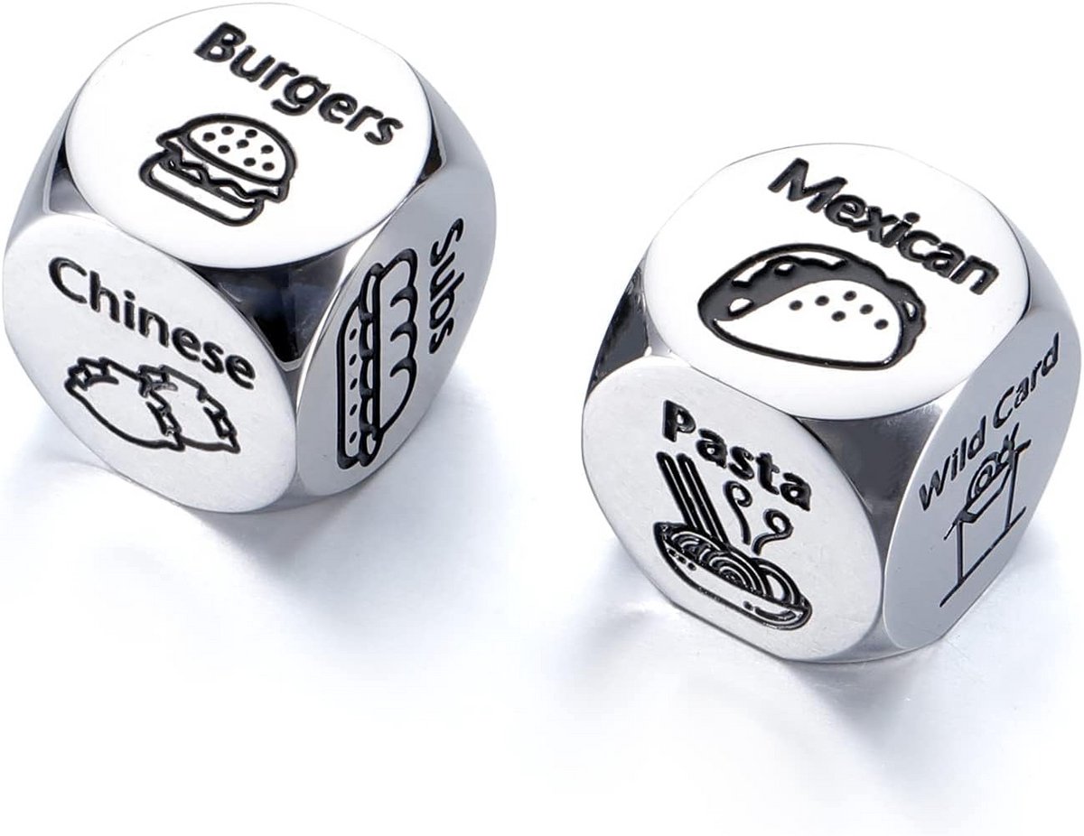 2 Stks Verjaardag Date Night Gifts Food Decision Dice Decider Valentijnsdag Geschenken voor Hem Haar Kerst Verjaardagscadeaus voor Man Vrouw Vriend Vriendin Grappige Geschenken voor Vrouwen Mannen
