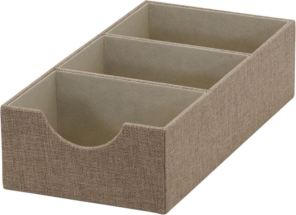 Lade Organizer - Opbergbox - Garderobe Ordenen - Drie Secties - 30x15x8 cm - Bruin