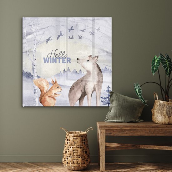 MuchoWow® Peinture sur verre - Animaux - Neige - Hiver - 90x90 cm - Peintures sur verre acrylique - Photo sur Glas