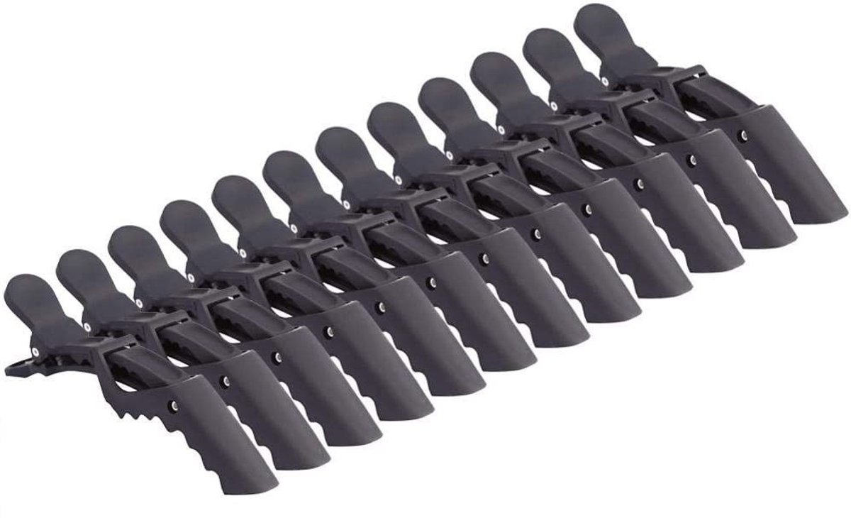 aladdien - Haarclips - Crocodile Haarclips - Lichtgewicht en stevig - Zwart - Haaraccessoires - Voor sterke haren - 12 stuks