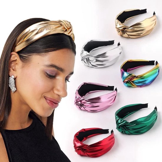 Lichtgevende brede retro hoofdband voor dames - Europese en Amerikaanse stijl - Zilverkleurig - Geschikt voor make-up, dating, yoga en vakantie