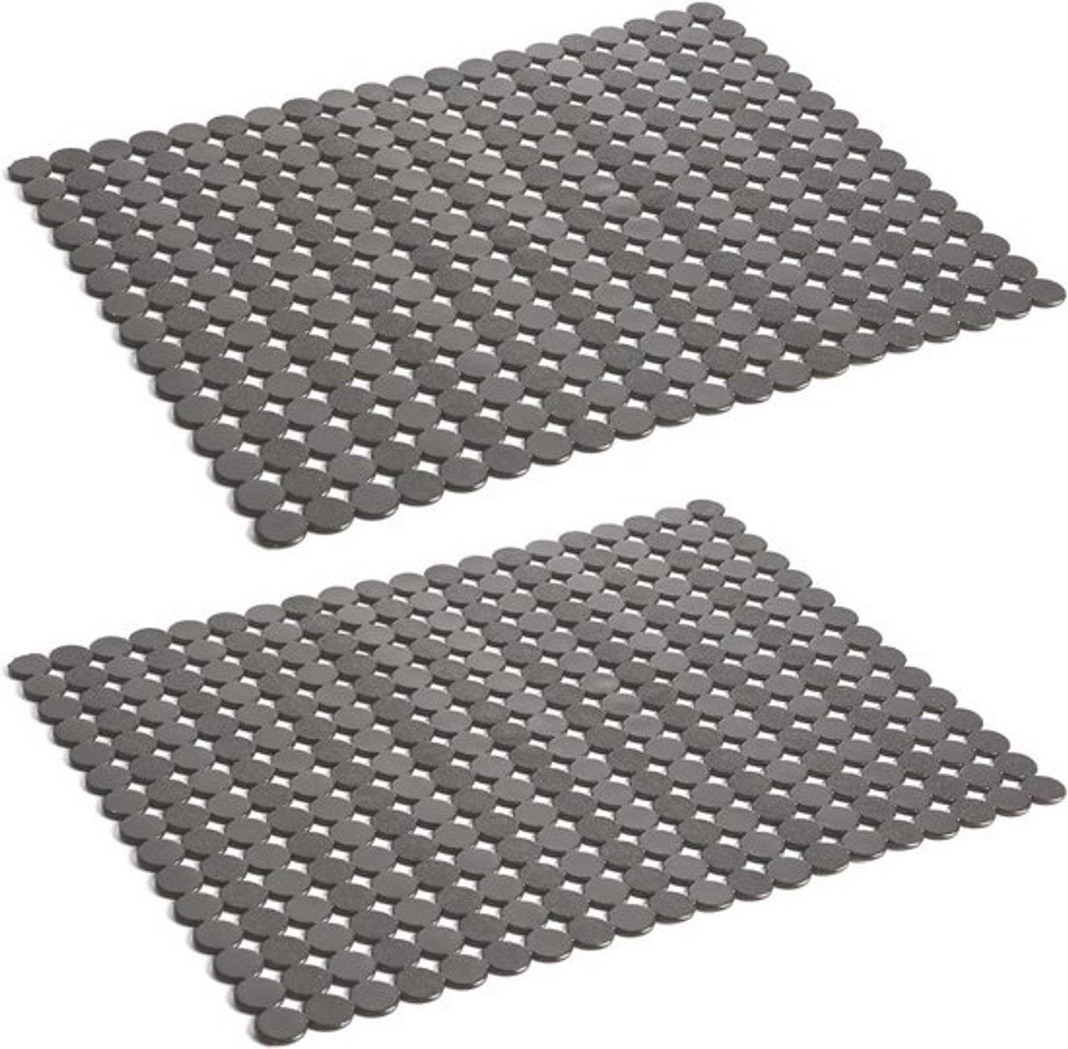 Spoelbakmat set van 2 - PVC - Afvoerbaar - Keuken en badkamer - Grijs - 30 x 40 cm