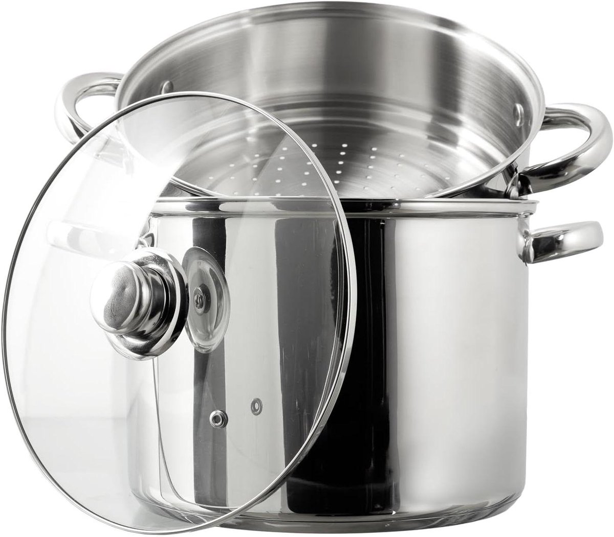 Stoompan RVS - Kookpan met mand - Gezond Koken - Inclusief stoominzet - 25.5 cm diameter - Zilver