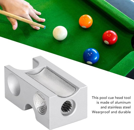 Keu Tip Shaper - Biljart Gereedschap - Keu Onderhoud - Aluminium Roestvrij Staal - Compact Formaat - Zilver — afbeelding 3