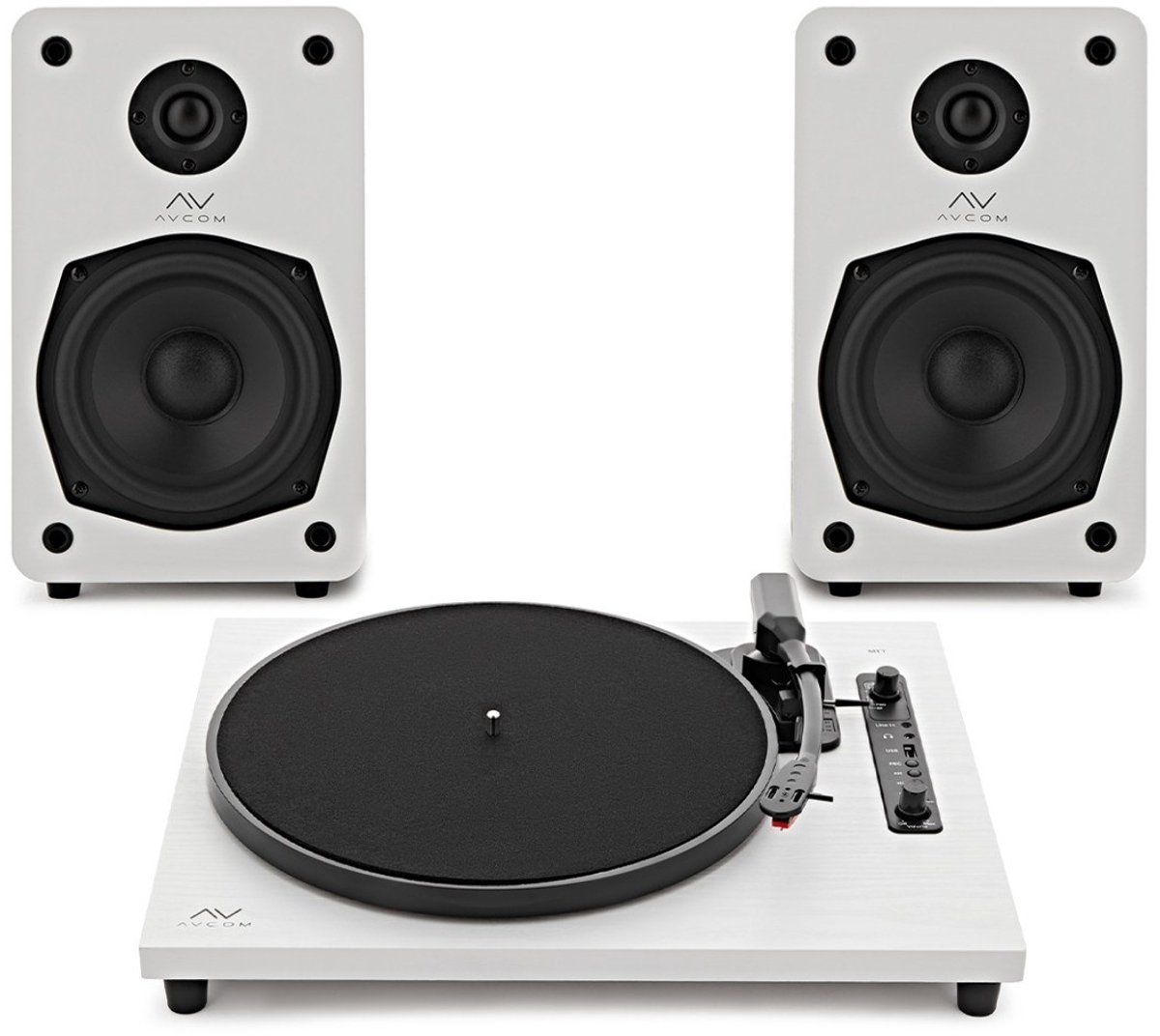 AVCOM Contemporary Platenspeler en actief luidspeakersysteem, wit