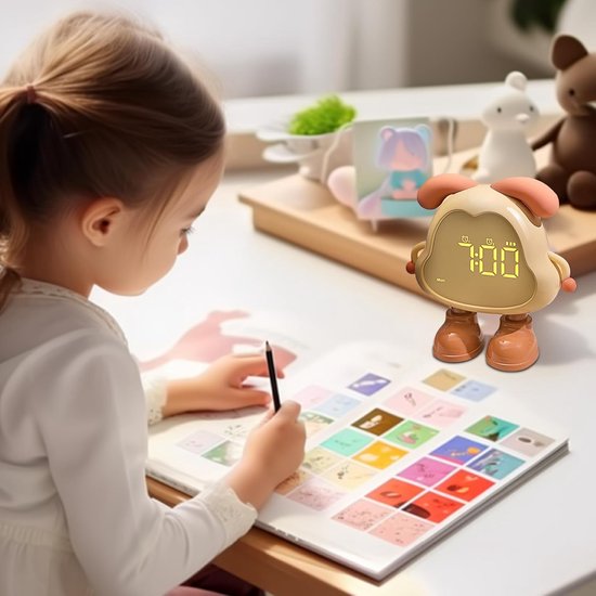 Kinderwekker - Digitale Klok - Kind Leren - Met Nachtlampje - 12.5 cm - Geel — afbeelding 3