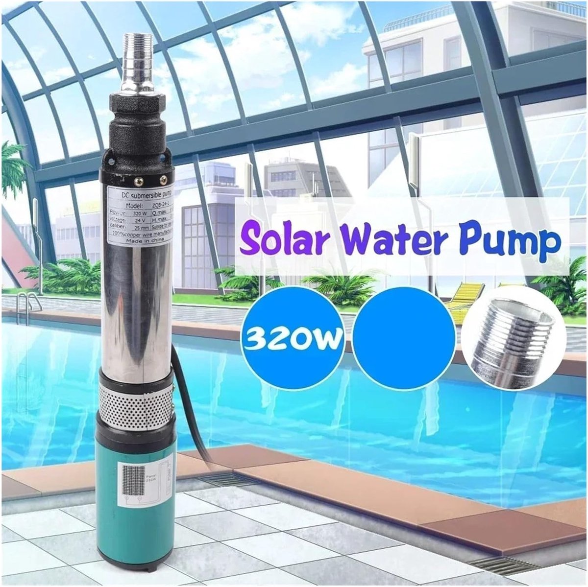 Elektrische Waterpomp - Zonnepomp Boerderijpomp - Tuin Irrigatie - Roestvrij Staal Gietijzer - 25 Meter Opvoerhoogte - Niet gespecificeerd thumbnail 4