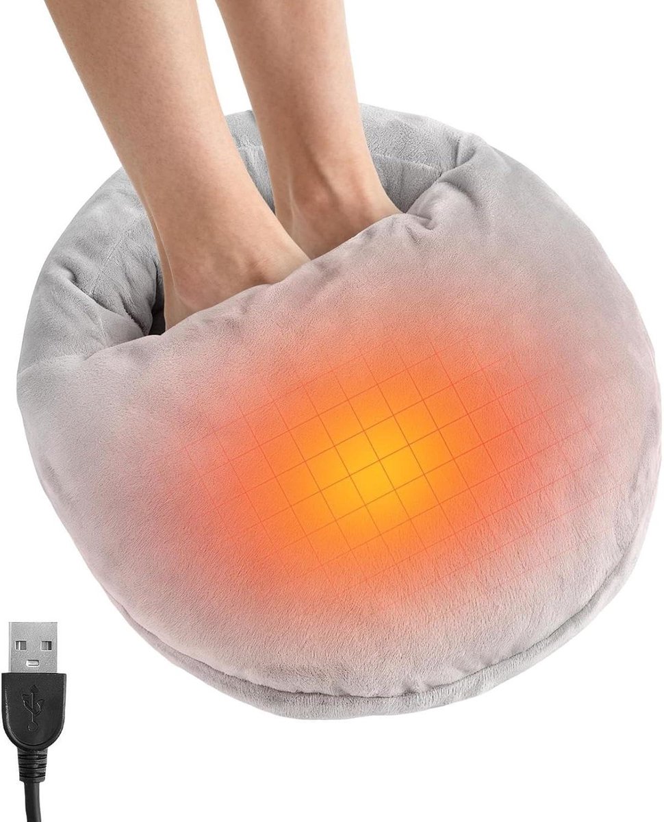 Verwarmd voetkussen - Warmte mat - Koude dagen - Instelbare temperatuur - 30-60 °C - Grijs