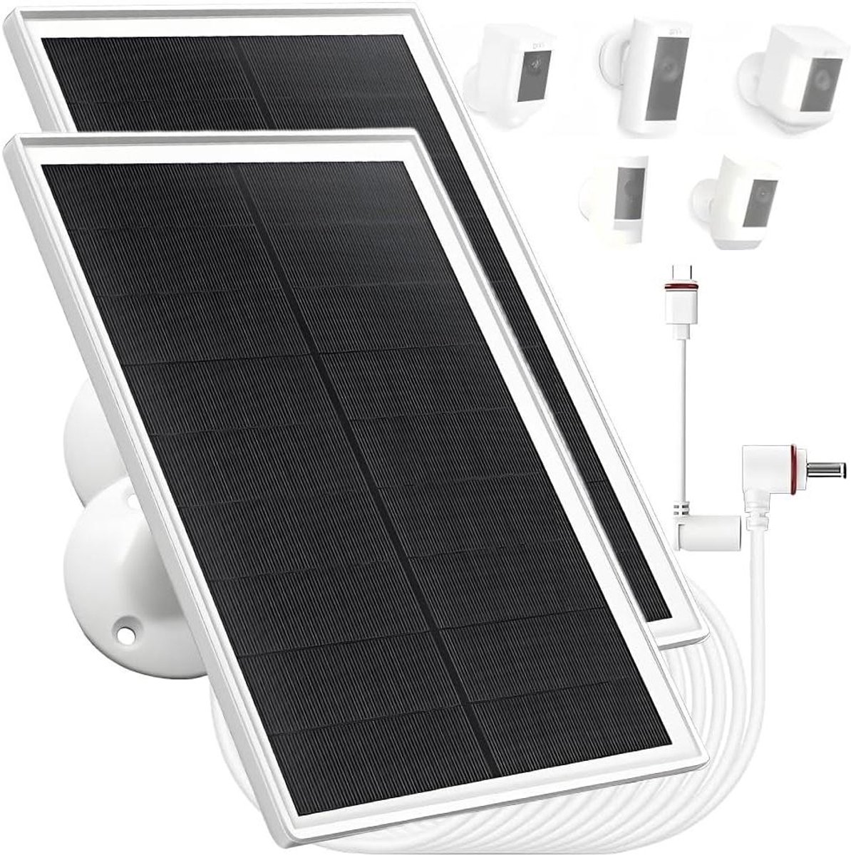 Zonnepaneel Oplader - Energie Converter - Camera Voeden - 10W Monokristallijn - 3 Meter Kabel - Zwart