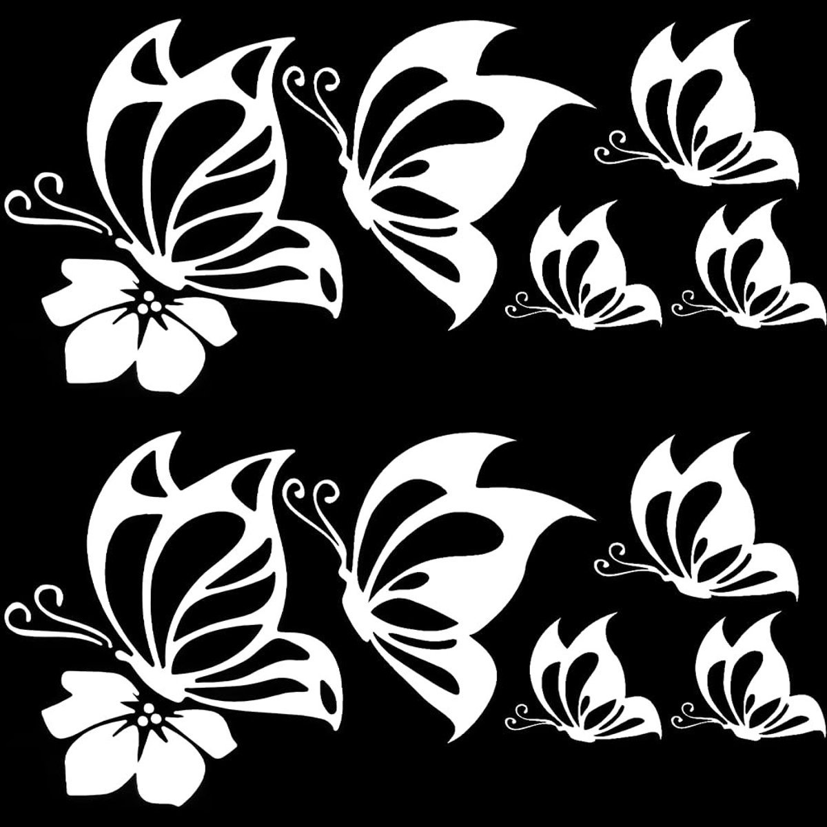 aladdien - Vlinder autostickers - Grote autostickers - Reflecterend en waterdicht - Wit - Decoratie voor auto en muur - 4 vellen