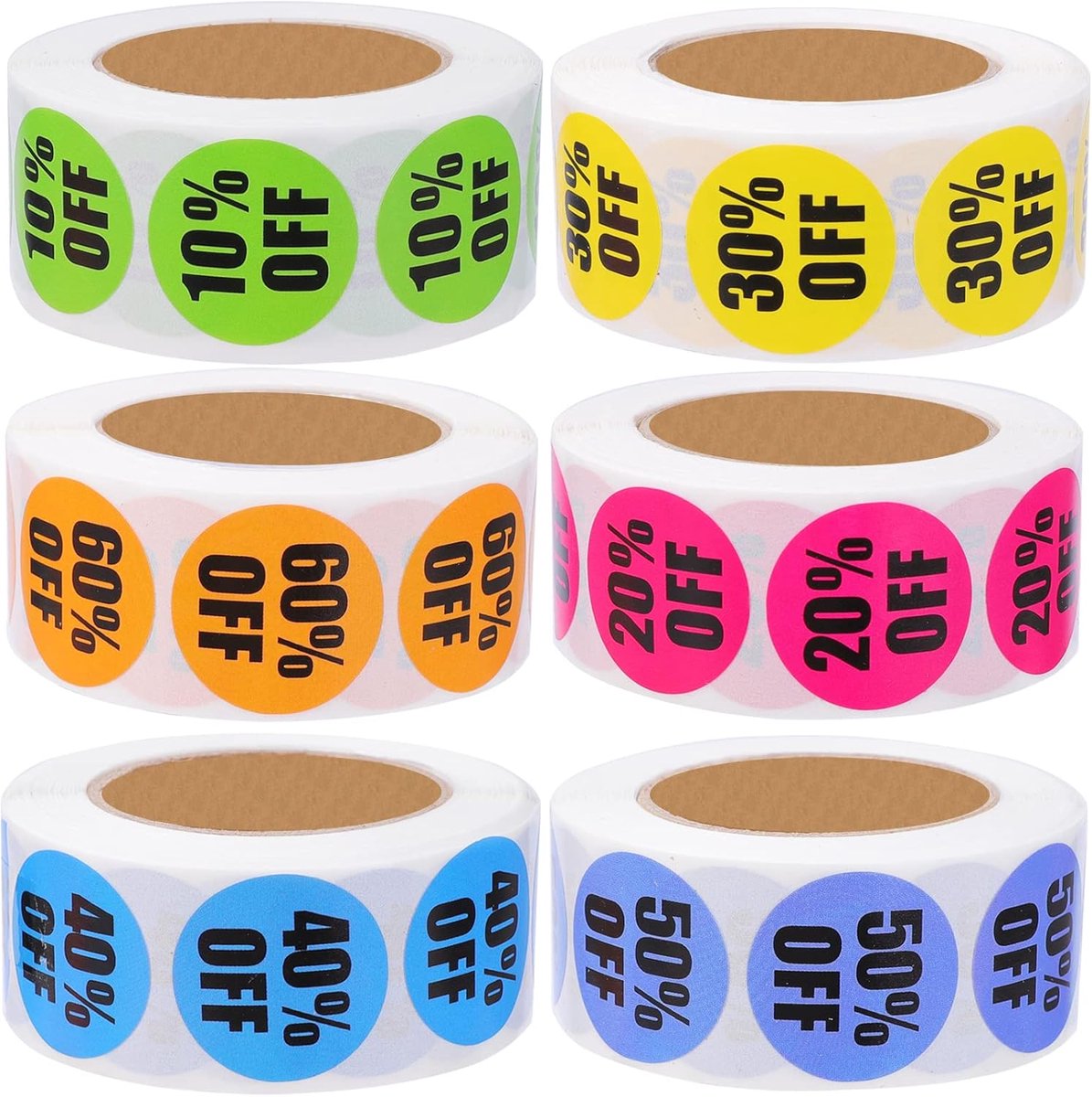 Kortingsstickers - Prijslabels Cirkel - Winkel Promotie - 3000 Stuks Set - Veelkleurig