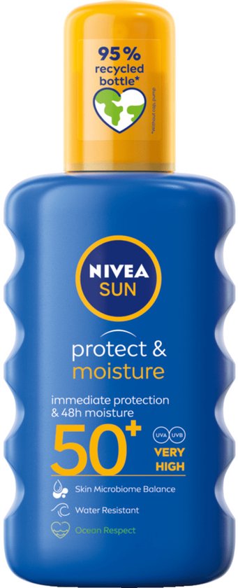 NIVEA SUN Protect & Hydrate Zonnebrand Spray - SPF 50 - Zonnespray - Hydrateert - Met Vitamine C - 200 ml