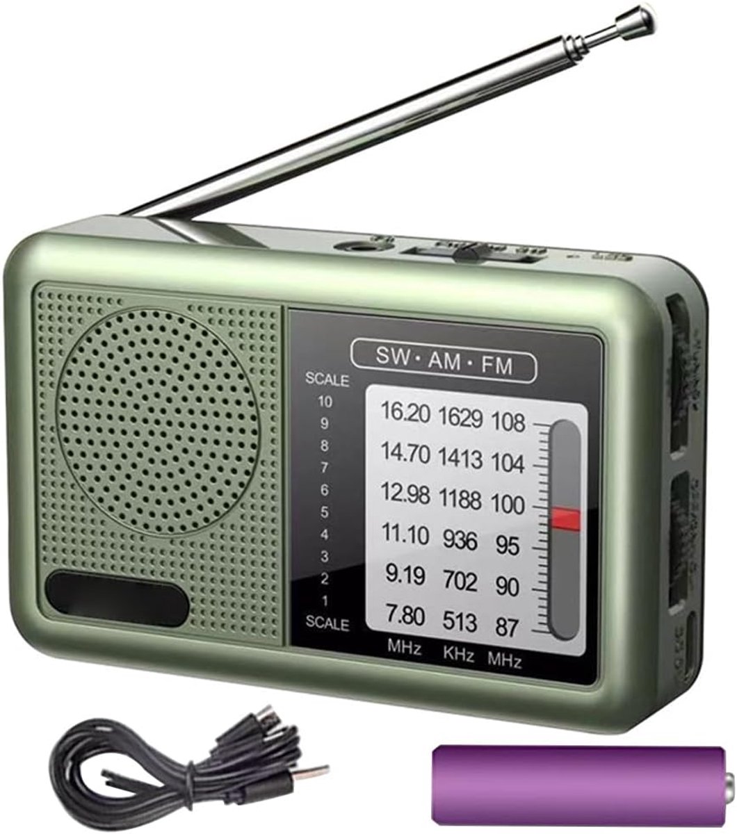Draagbare Radio - Batterij Radio Ontvanger - Nieuws Muziek - Volledig Band Bereik - Compact Formaat