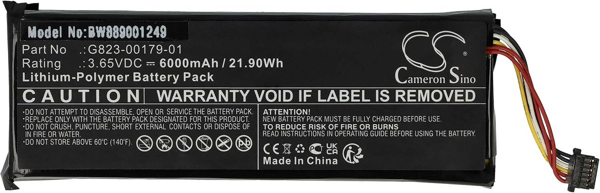 Reserve Batterij - Vervangende Accu - Deurbel Camera - 6000 mAh Capaciteit - 9.9 x 3.4 x 1.3 cm