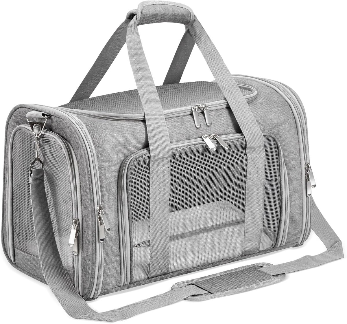 Opvouwbare Huisdierdrager - Reismand Hond Kat - Comfortabel Reizen - TSA Goedgekeurd - 43x28x28 CM - Grijs