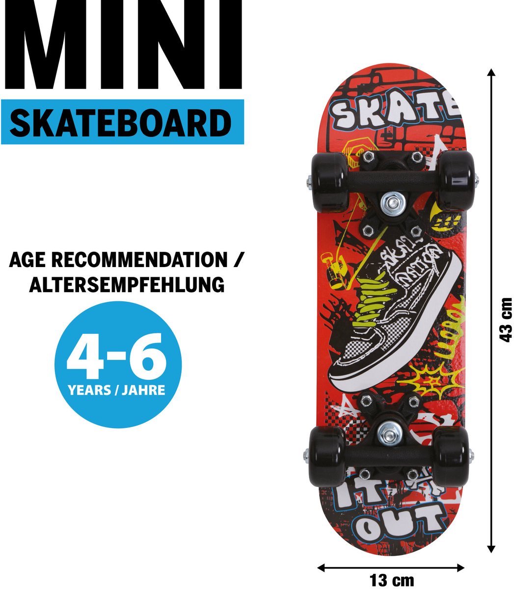 Schildkröt skateboard Mini-Skateboard inch voor kinderen en beginners. Multicolor