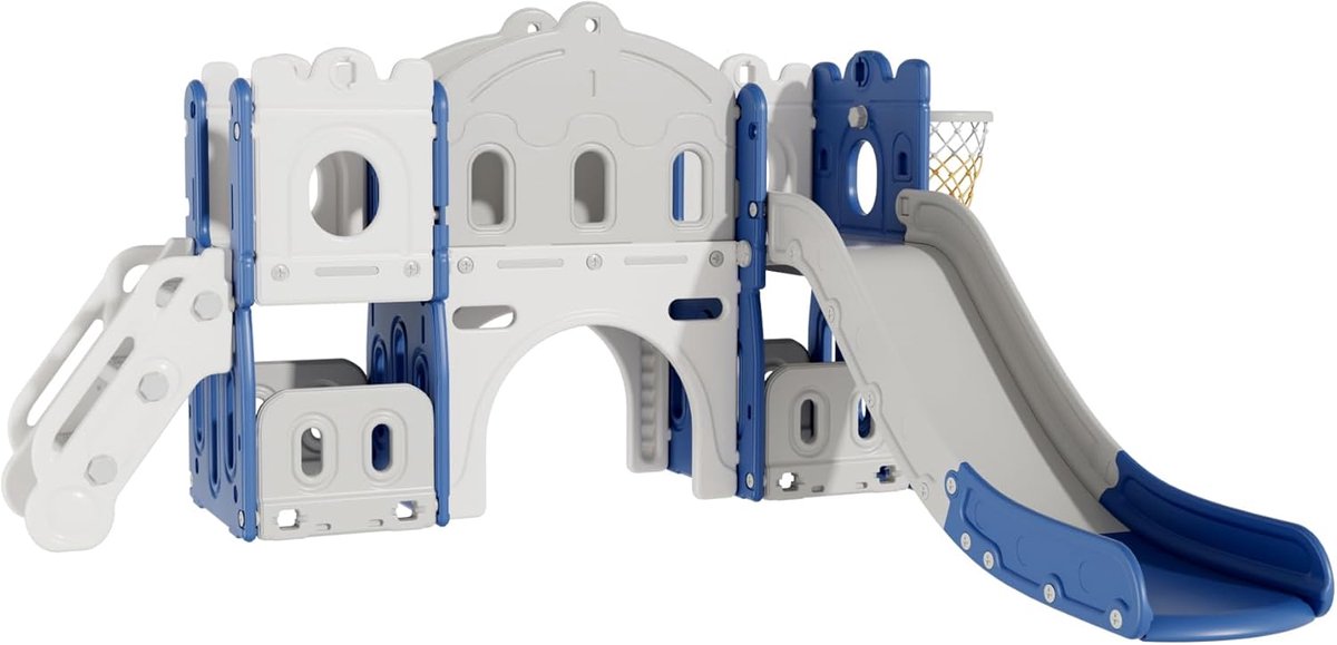 Kinder Glijbaan - Speelgoed Klimset - Binnen Buiten Spelen - Multifunctioneel Activiteitencentrum - Blauw Wit
